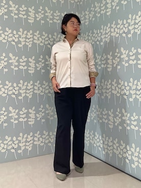 「アイテム（ビジネスシャツ）」を使った、TOKYO SHIRTS COLLECTION -2812- ららぽーとTOKYO-BAY店さん（レディース・163cm）の夏コーディネート