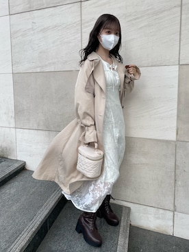 「レースアップシューズ」｜「アイテム（トレンチコート）」を使った、yuiさん（レディース・156cm）の冬コーディネート