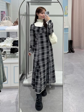 「チェックワンピース」｜yuiさん（レディース・156cm）の秋コーディネート