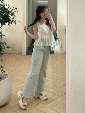 「OLIVE des OLIVE（オリーブデオリーブ）のアイテム（アクセサリー）」を使った、yuiさん（レディース・156cm）の夏コーディネート