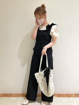 「OLIVE des OLIVE（オリーブデオリーブ）のアイテム（オールインワン・サロペット）」を使った、yuiさん（レディース・156cm）の夏コーディネート