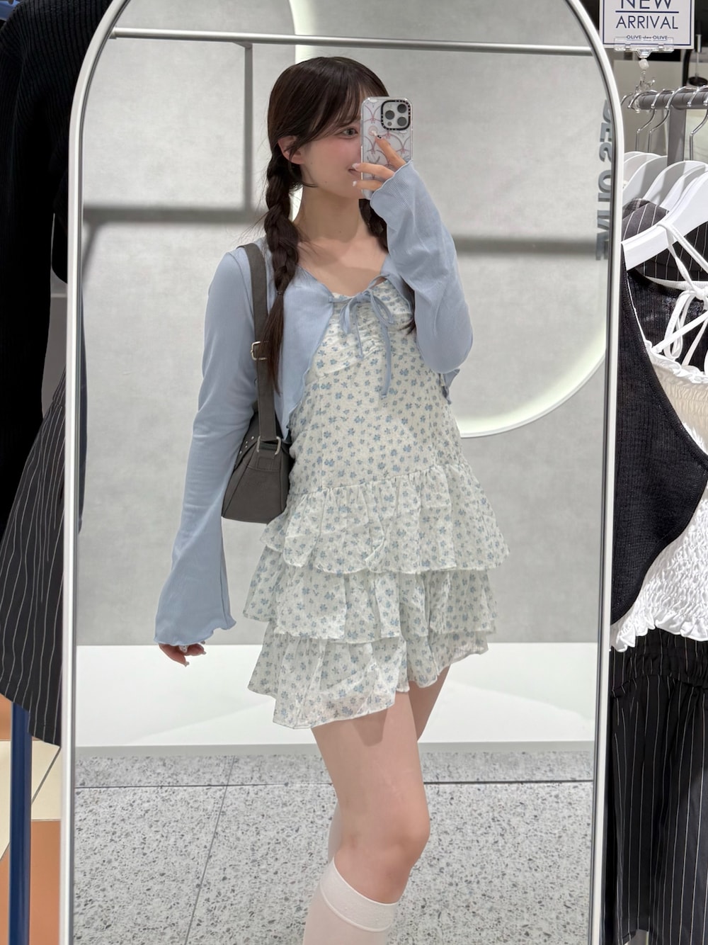 【未使用タグ付き】ゆいワンピ OLIVE des OLIVE (ブラウン) OLIVE des OLIVE/【OLIVE des OLIVE】デコルテ開きフード
