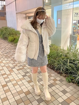 「フレンチガーリー」｜「アイテム（ブルゾン）」を使った、yuiさん（レディース・156cm）の冬コーディネート