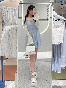 「アイテム（ワンピース/ドレス、ブルー系）」を使った、yuiさん（レディース・156cm）の夏コーディネート