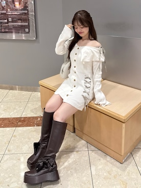 「アイテム（ボストンバッグ）」を使った、yuiさん（レディース・156cm）の秋コーディネート