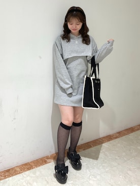 「スウェットワンピース」｜「アイテム（ローファー）」を使った、yuiさん（レディース・156cm）の冬コーディネート
