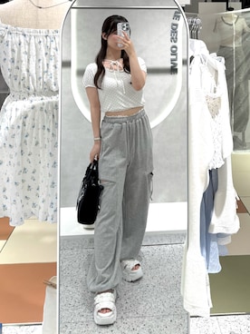 「アイテム（スウェットパンツ）」を使った、yuiさん（レディース・156cm）の夏コーディネート