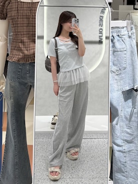 「アイテム（スウェットパンツ）」を使った、yuiさん（レディース・156cm）の夏コーディネート