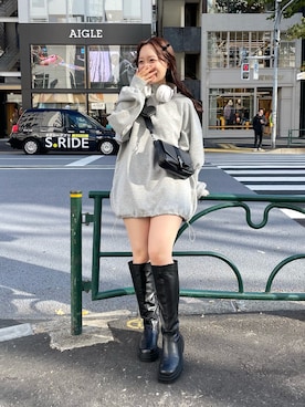 「OLIVE des OLIVE（オリーブデオリーブ）のアイテム（スウェット）」を使った、yuiさん（レディース・156cm）の冬コーディネート