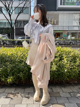 「ボウタイブラウス」｜「アイテム（トレンチコート）」を使った、yuiさん（レディース・156cm）の冬コーディネート
