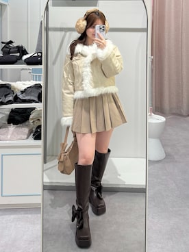 「アイテム（イヤーマフ）」を使った、yuiさん（レディース・156cm）の冬コーディネート