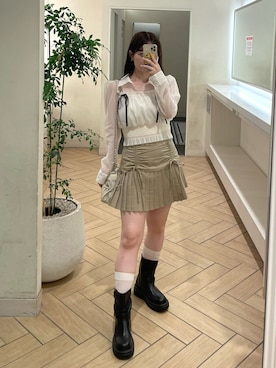 「シア―ブラウス」｜「アイテム（ブーツ）」を使った、yuiさん（レディース・156cm）の夏コーディネート