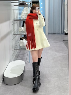 「アイテム（ストール/ショール）」を使った、yuiさん（レディース・156cm）の秋コーディネート