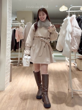 「OLIVE des OLIVE（オリーブデオリーブ）のアイテム（その他アウター）」を使った、yuiさん（レディース・156cm）の冬コーディネート