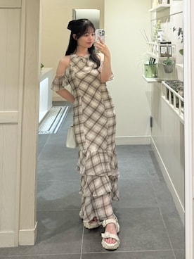 「OLIVE des OLIVE（オリーブデオリーブ）のアイテム（ワンピース/ドレス）」を使った、yuiさん（レディース・156cm）の夏コーディネート