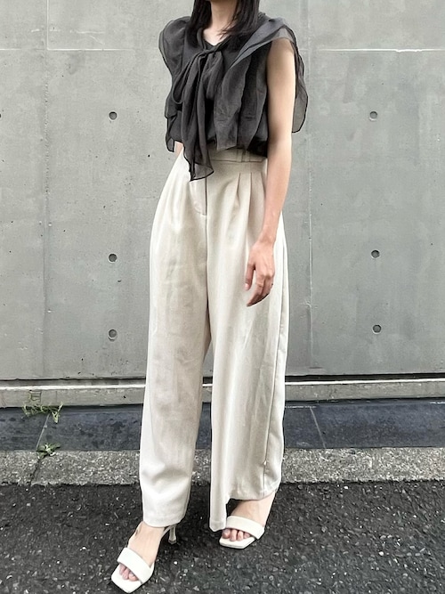 セール】ノースリーブボウタイワッシャーシアーブラウス（シャツ