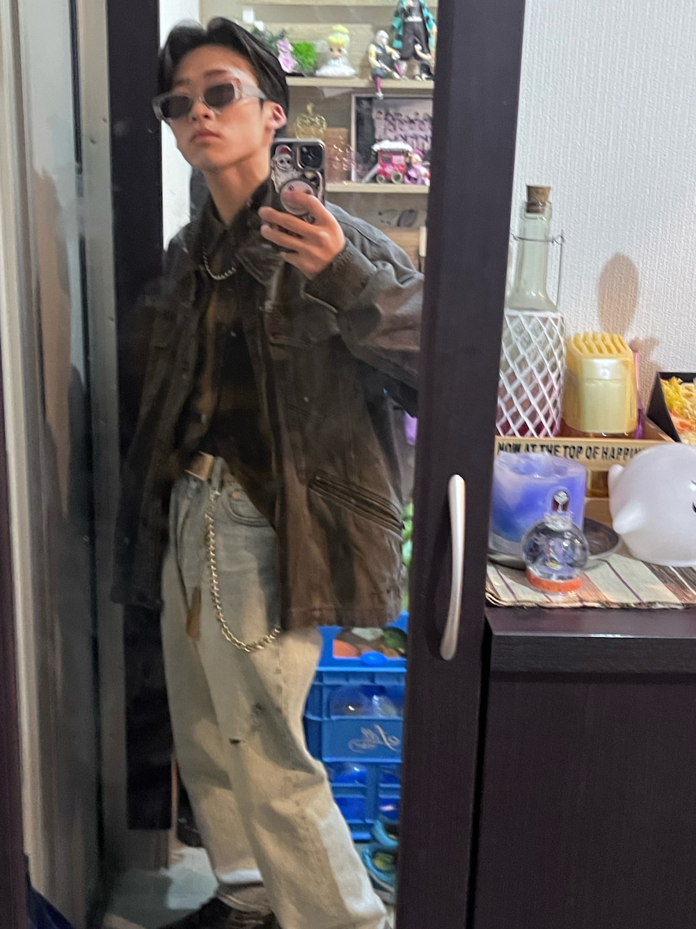 「GLOVE HOUSEのGROVE HOUSE TCネルチェックシャツ（シャツ/ブラウス、ブラウン系）」を使った、junjunjun0529さん（メンズ・166cm）の冬コーディネートの1枚目の写真