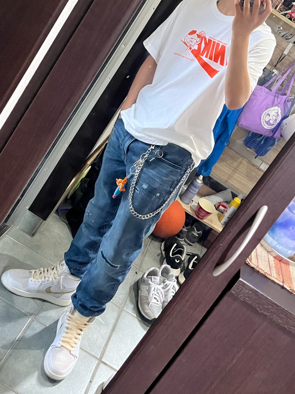 「G-Star RAW、G-STAR RAW(G-STAR RAW)、エアジョーダン1、中学生」｜「NIKEのアイテム（Tシャツ/カットソー、ホワイト系）」を使った、junjunjun0529さん（メンズ・165cm）の夏コーディネートの1枚目の写真