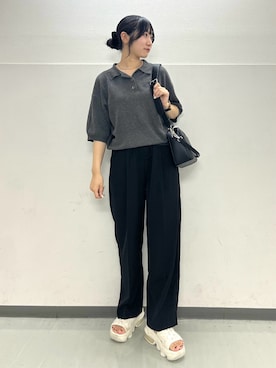 「アイテム（ポロシャツ）」を使った、ゆかなさん（レディース・161cm）の秋コーディネート