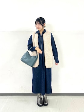 「イチ推しデニムコーデ」｜「アイテム（アクセサリー）」を使った、ゆかなさん（レディース・161cm）の秋コーディネート