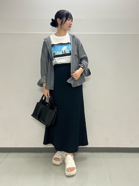 「URBAN RESEARCH DOORS（アーバンリサーチドアーズ）のシアーデニムシャツ（シャツ/ブラウス）」を使った、ゆかなさん（レディース・159cm）の夏コーディネート