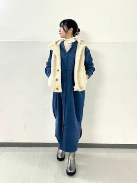 「GYMPHLEX（ジムフレックス）のGYMPHLEX　BOA HOODED VEST（その他アウター）」を使った、ゆかなさん（レディース・161cm）の秋コーディネート