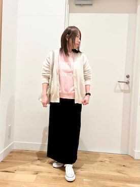 「アイテム（カーディガン/ボレロ、ホワイト系）」を使った、hasesonoさん（レディース・153cm）の冬コーディネート
