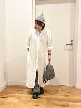 「アイテム（ニットキャップ/ビーニー）」を使った、Hasegawaさん（レディース・154cm）の秋コーディネート