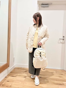 「アイテム（ダウンジャケット/コート、ホワイト系）」を使った、hasesonoさん（レディース・153cm）の冬コーディネート