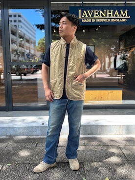 「アイテム（ベスト）」を使った、Lavenham 横浜さん（メンズ・170cm）の夏コーディネート
