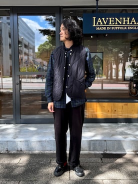 「アイテム（ベスト）」を使った、Lavenham 横浜さん（メンズ・180cm）の秋コーディネート
