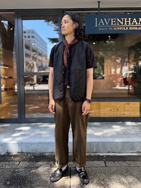 「アイテム（ベスト）」を使った、Lavenham 横浜さん（メンズ・180cm）の夏コーディネート