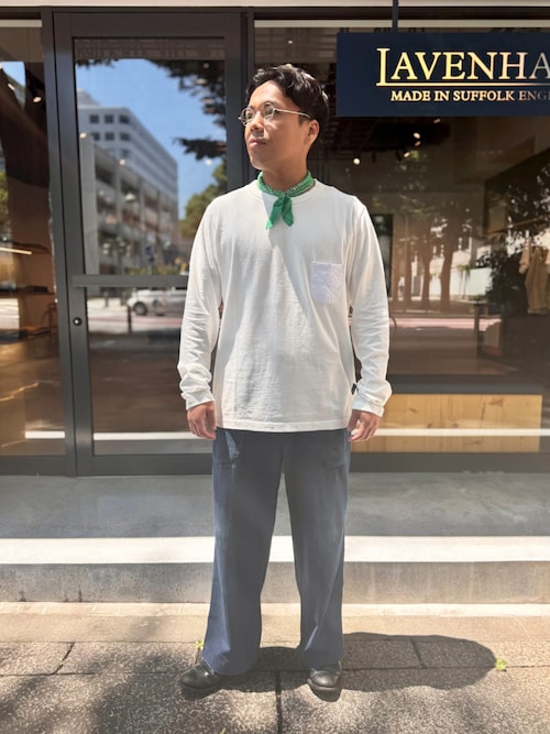 【 日本製・USコットン長袖Tシャツ 】Jackman X Lavenham Lightweight Quilt Pocket L/S Tee Mens / ジャックマン X ラベンハム ライトウェイト キルト ポケット ロングスリーブ ティー メンズ