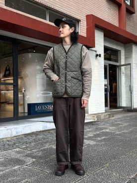 「アイテム（ベスト）」を使った、Lavenham 横浜さん（メンズ・180cm）の秋コーディネート