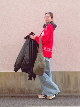 「アイテム（ネックウォーマー/スヌード）」を使った、yuiteetoyolさん（レディース・160cm）の冬コーディネート