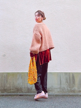 「アイテム（エコバッグ/サブバッグ）」を使った、yuiteetoyolさん（レディース・160cm）の秋コーディネート