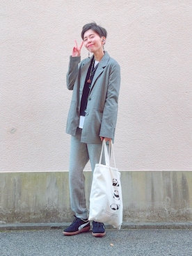 「GU（ジーユー）のアイテム（パンツ）」を使った、yuiteetoyolさん（レディース・160cm）の春コーディネート