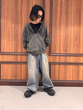「DANKE SCHON（ダンケシェーン）のアイテム（パーカー）」を使った、ゆうとさん（メンズ・170cm）の冬コーディネート