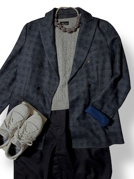 「アイテム（テーラードジャケット）」を使った、つた吉さん（レディース・165cm）の秋コーディネート