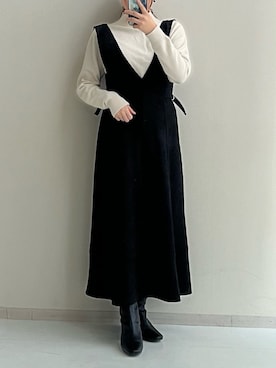 「大きいサイズレディースファッション」｜「アイテム（ブーツ）」を使った、p iさん（レディース・155cm）の秋コーディネート