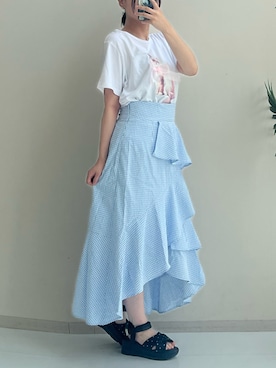 「レギュラー」｜「アイテム（サンダル）」を使った、p iさん（レディース・155cm）の夏コーディネート