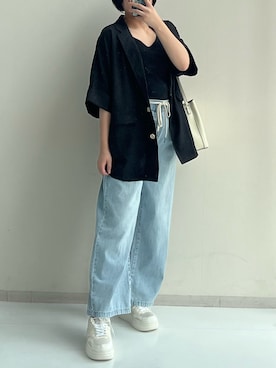 「nissen（ニッセン）のアイテム（ジャケット/アウター）」を使った、p iさん（レディース・155cm）の春コーディネート