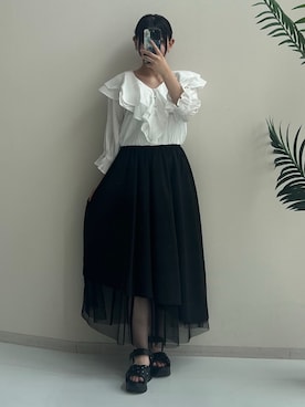 「レギュラー」｜「アイテム（サンダル）」を使った、p iさん（レディース・155cm）の夏コーディネート