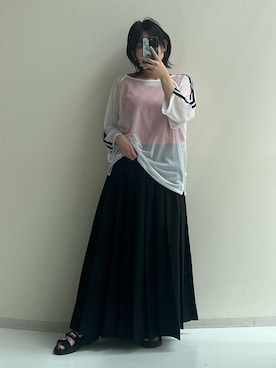 「レギュラー」｜「アイテム（サンダル）」を使った、p iさん（レディース・155cm）の夏コーディネート