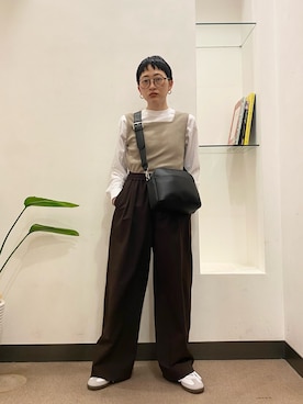 「URBAN RESEARCH DOORS（アーバンリサーチドアーズ）の針抜きテレコスクエアタンクトップ（タンクトップ、ベージュ系）」を使った、ほみさん（レディース・154cm）の春コーディネート