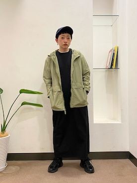「EKAL（エカル）のDRY OUT ONE-PIECE（ワンピース、ブラック系）」を使った、ほみさん（レディース・154cm）の春コーディネート