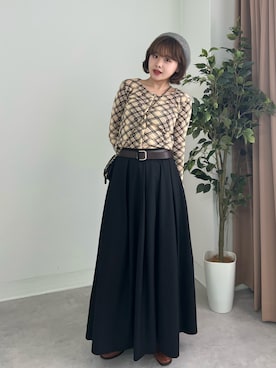 「アイテム（ハンチング/ベレー帽）」を使った、tomoka︎︎︎︎︎☺︎さん（レディース・157cm）の秋コーディネート