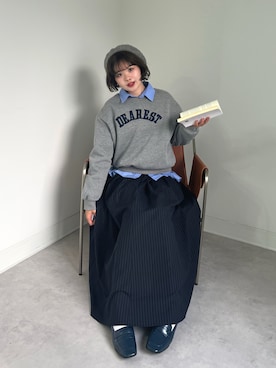 「アイテム（ハンチング/ベレー帽）」を使った、tomoka︎︎︎︎︎☺︎さん（レディース・157cm）の秋コーディネート