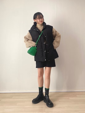 tomoka︎︎︎︎︎☺︎さんの「厚底ウェッジフィットミドルブーツ」を使ったコーディネート