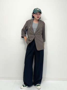 「アイテム（キャップ）」を使った、tomoka︎︎︎︎︎☺︎さん（レディース・157cm）の秋コーディネート